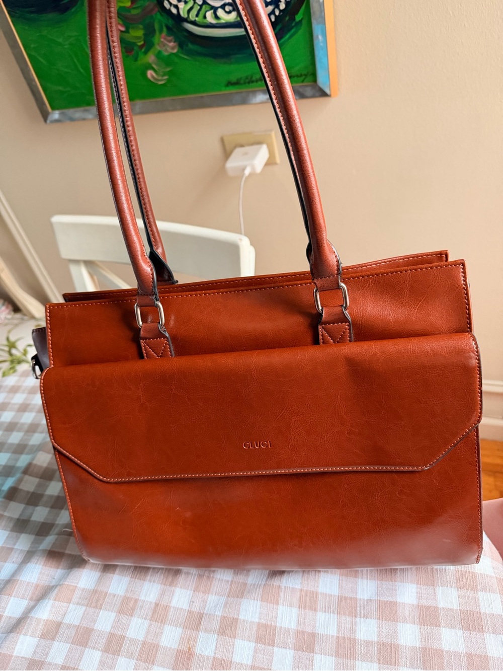 Cluci Women’s Leather Tote Bag in Cognac Brown